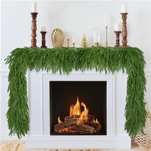 9 FT Artificial Norfolk Pine Garlands, Realistic Christmas Greenery Garland